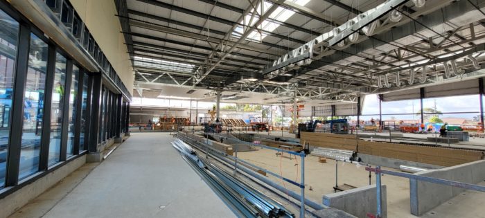 A view of the main pool hall during construction at the Brimbank Aquatic and Wellness Centre